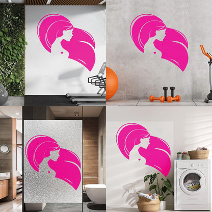 Wall Decals Pvc Beautiful Head Girl Heart Woman Long Hair Equipped With Transfer Film Kit