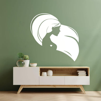 Wall Decals Pvc Beautiful Head Girl Heart Woman Long Hair Equipped With Transfer Film Kit