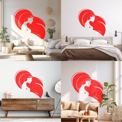 Wall Decals Pvc Beautiful Head Girl Heart Woman Long Hair Equipped With Transfer Film Kit