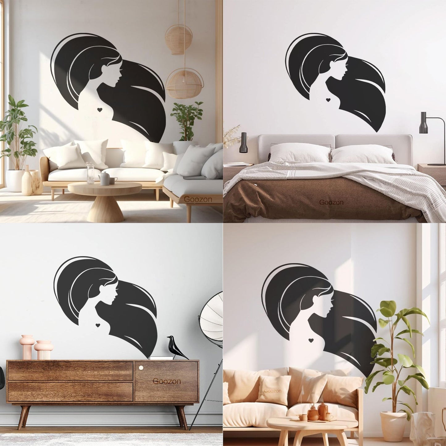 Wall Decals Pvc Beautiful Head Girl Heart Woman Long Hair Equipped With Transfer Film Kit