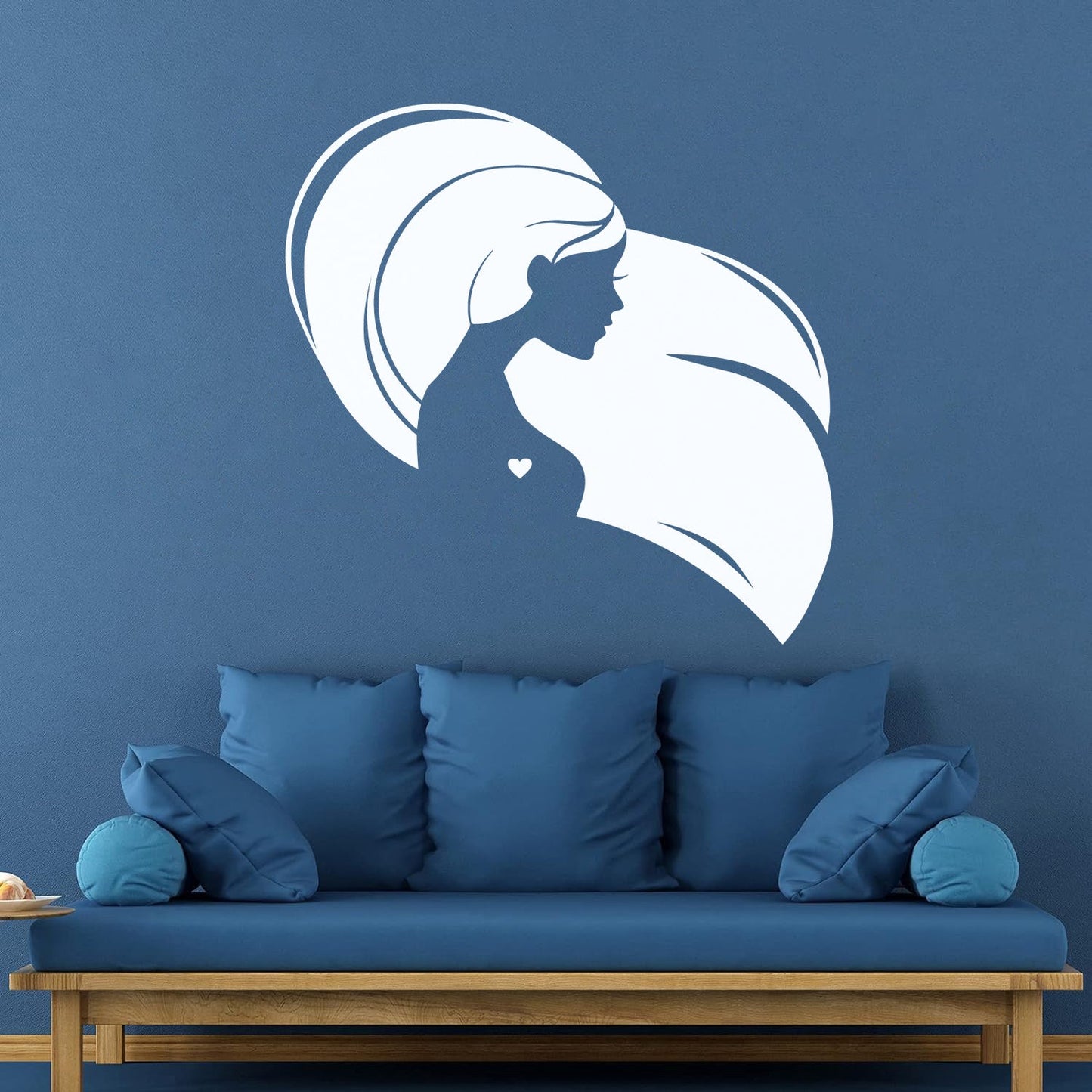 Wall Decals Pvc Beautiful Head Girl Heart Woman Long Hair Equipped With Transfer Film Kit