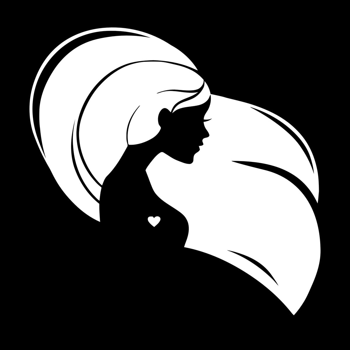 Wall Decals Pvc Beautiful Head Girl Heart Woman Long Hair Equipped With Transfer Film Kit