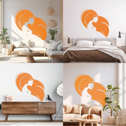 Wall Decals Pvc Beautiful Head Girl Heart Woman Long Hair Equipped With Transfer Film Kit