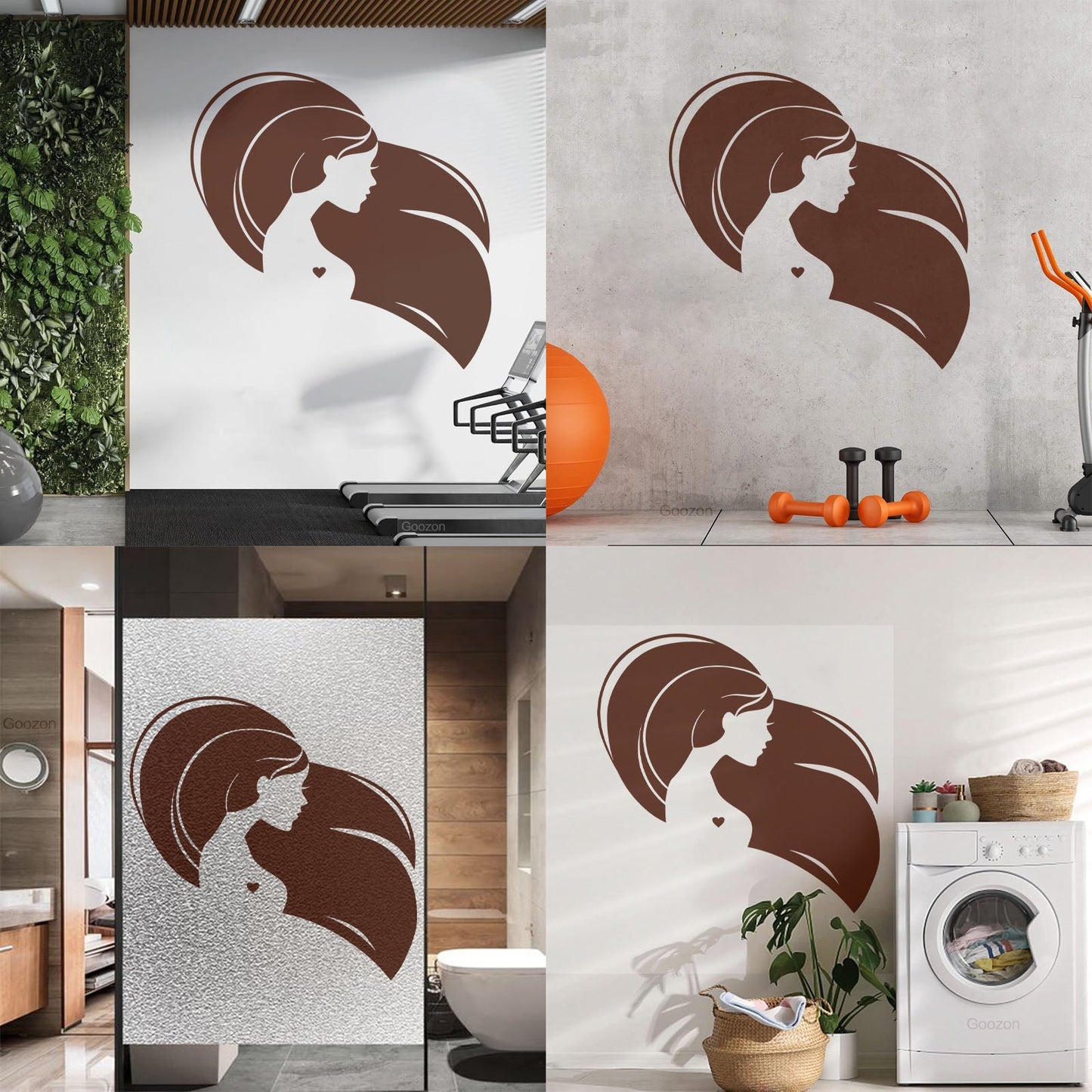 Wall Decals Pvc Beautiful Head Girl Heart Woman Long Hair Equipped With Transfer Film Kit