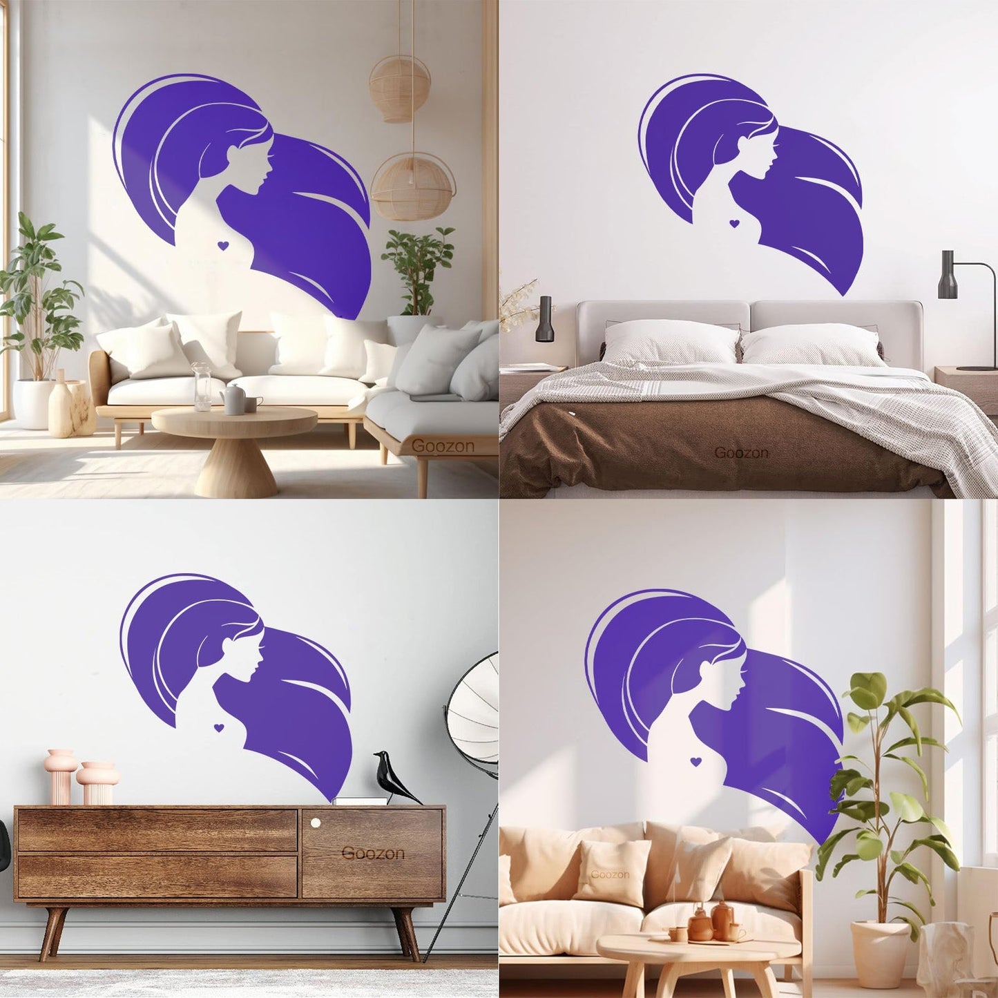 Wall Decals Pvc Beautiful Head Girl Heart Woman Long Hair Equipped With Transfer Film Kit