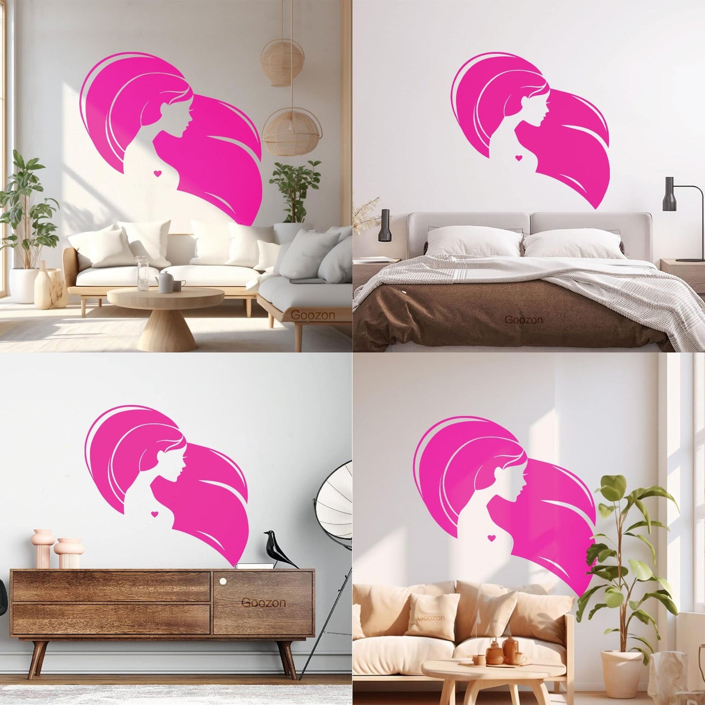 Wall Decals Pvc Beautiful Head Girl Heart Woman Long Hair Equipped With Transfer Film Kit