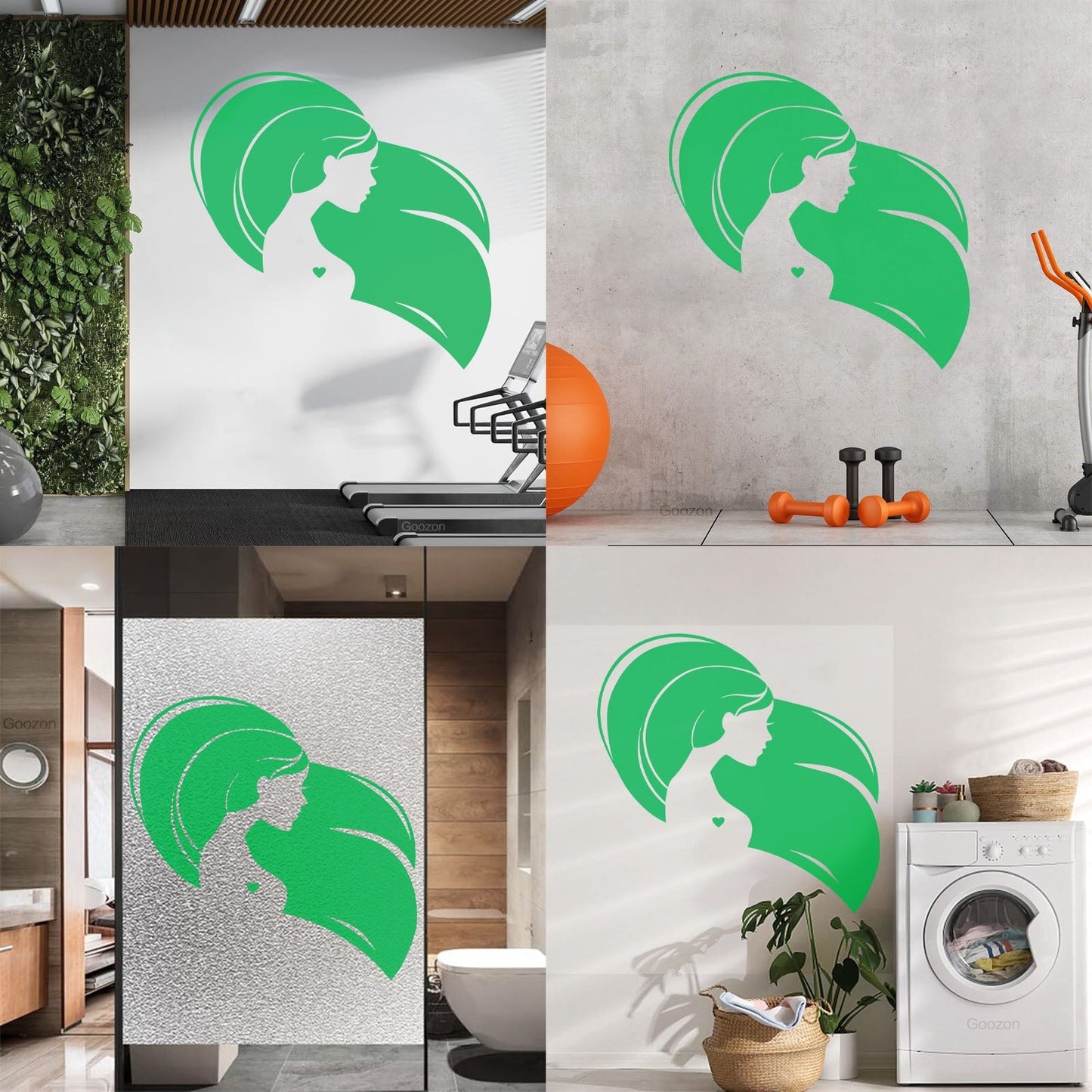 Wall Decals Pvc Beautiful Head Girl Heart Woman Long Hair Equipped With Transfer Film Kit