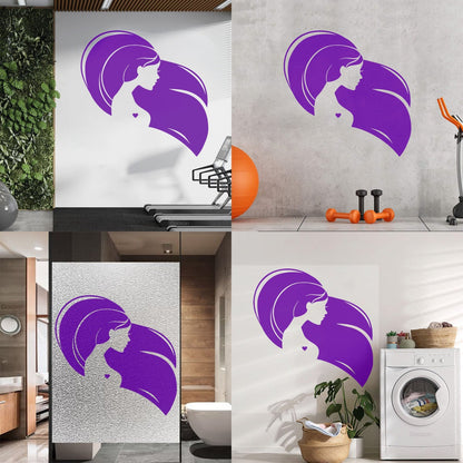 Wall Decals Pvc Beautiful Head Girl Heart Woman Long Hair Equipped With Transfer Film Kit