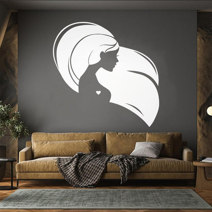 Wall Decals Pvc Beautiful Head Girl Heart Woman Long Hair Equipped With Transfer Film Kit