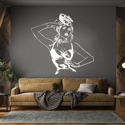 Beautiful Appeal Pin Up Girl Woman Stewardess Vinyl Wall Stickers Multiple Size Options
