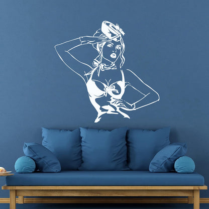 Beautiful Appeal Pin Up Girl Woman Stewardess Vinyl Wall Stickers Multiple Size Options