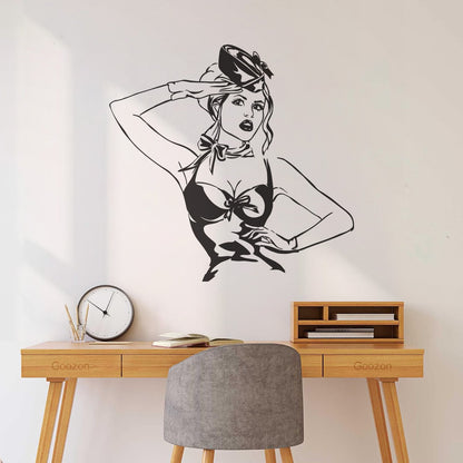 Beautiful Appeal Pin Up Girl Woman Stewardess Vinyl Wall Stickers Multiple Size Options