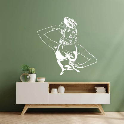 Beautiful Appeal Pin Up Girl Woman Stewardess Vinyl Wall Stickers Multiple Size Options