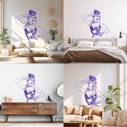 Beautiful Appeal Pin Up Girl Woman Stewardess Vinyl Wall Stickers Multiple Size Options