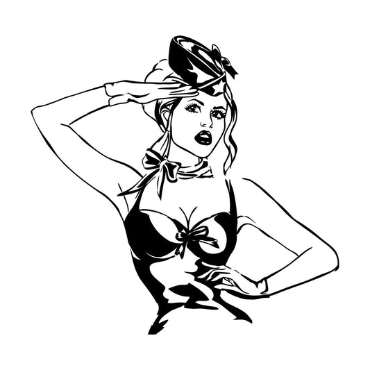 Beautiful Appeal Pin Up Girl Woman Stewardess Vinyl Wall Stickers Multiple Size Options