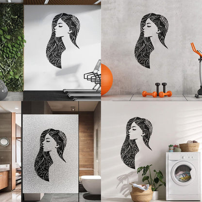 Vinyl Wall Decals Beautiful Woman Abstract Girl Beauty Hair Salon It Won'T Fall Off