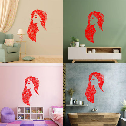 Vinyl Wall Decals Beautiful Woman Abstract Girl Beauty Hair Salon It Won'T Fall Off