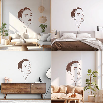 Mural And Wall Vinyl Decal Beautiful Woman Face Girl Lady Make Up Can Modify And Add Information