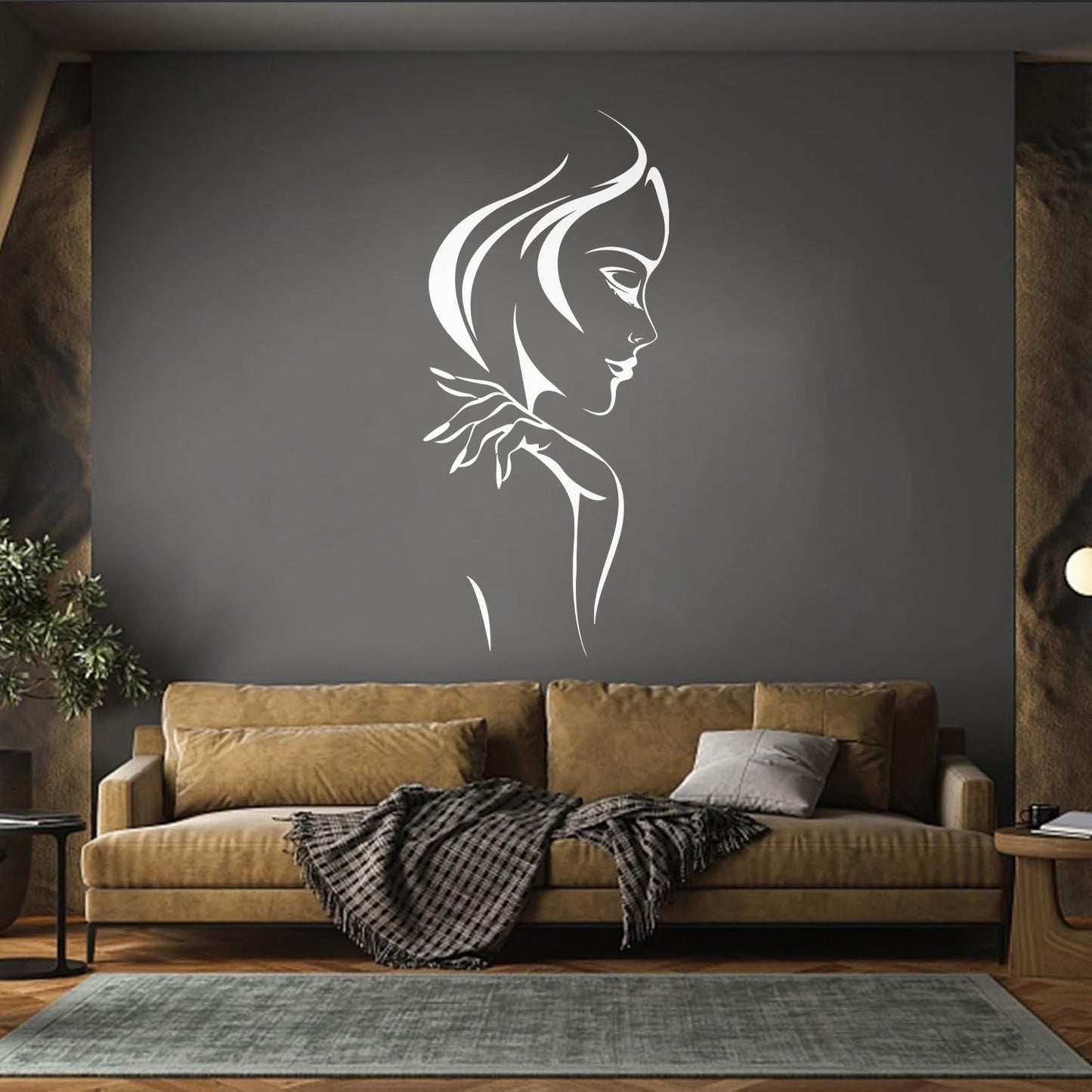Wall Vinyl Sticker Decor Beautiful Woman Face Makeup Lady Girl Hairstyle Wall Beautification