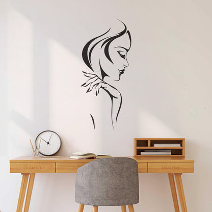 Wall Vinyl Sticker Decor Beautiful Woman Face Makeup Lady Girl Hairstyle Wall Beautification