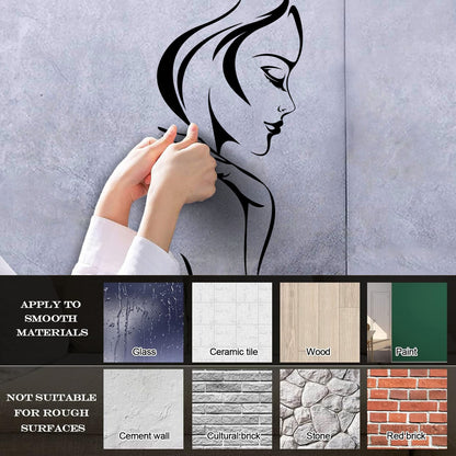 Wall Vinyl Sticker Decor Beautiful Woman Face Makeup Lady Girl Hairstyle Wall Beautification