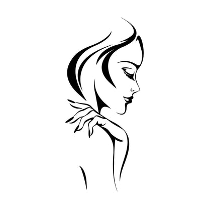 Wall Vinyl Sticker Decor Beautiful Woman Face Makeup Lady Girl Hairstyle Wall Beautification