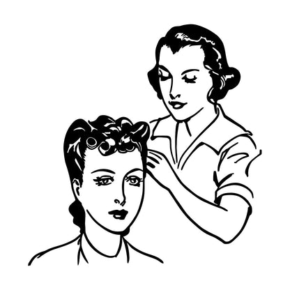 Beauty Salon Hair Spa Woman Stylist Retro Girls Wall Decals Easy Installation