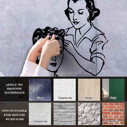 Beauty Salon Hair Spa Woman Stylist Retro Girls Wall Decals Easy Installation