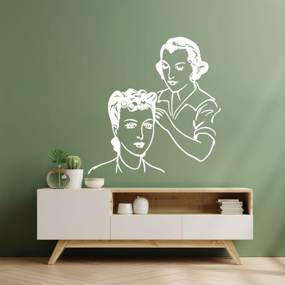 Beauty Salon Hair Spa Woman Stylist Retro Girls Wall Decals Easy Installation