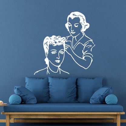 Beauty Salon Hair Spa Woman Stylist Retro Girls Wall Decals Easy Installation
