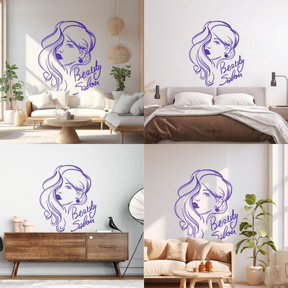 Engraving Decals Beauty Salon Hair Woman Girl Multiple Size Options