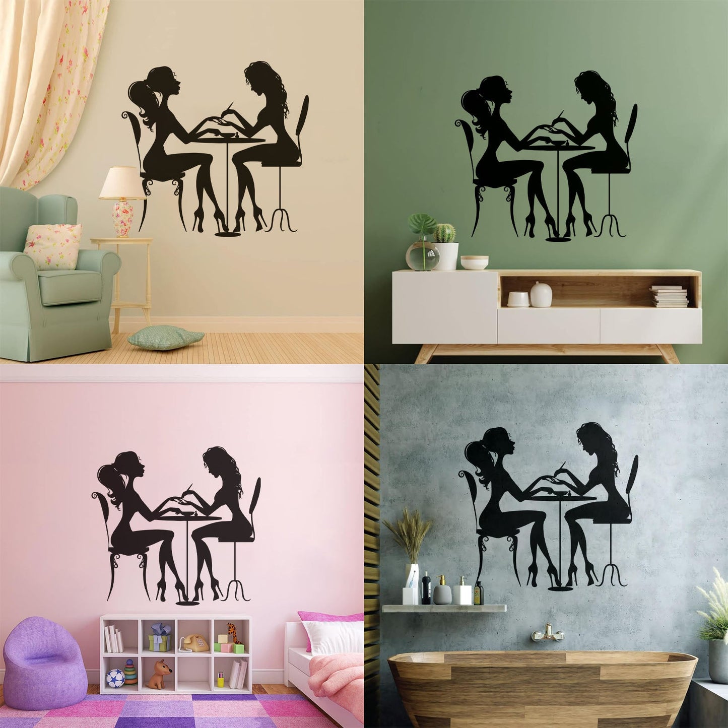 Wall Stickers Paster Paper Beauty Salon Nail Hair Spa Woman Girl It Won'T Fall Off