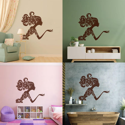 Fine Carving Decals Beauty Salon Spa Woman Girl Fairy Patterns Wall Beautification