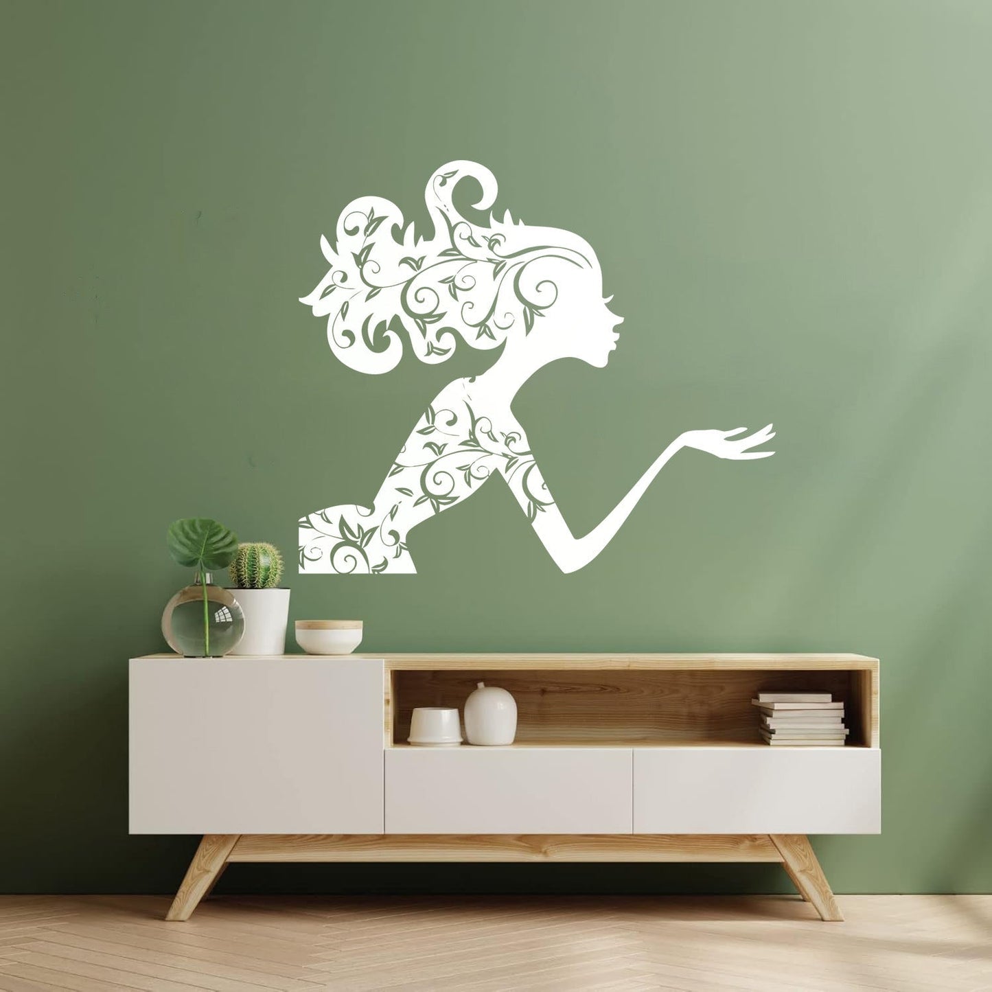 Fine Carving Decals Beauty Salon Spa Woman Girl Fairy Patterns Wall Beautification