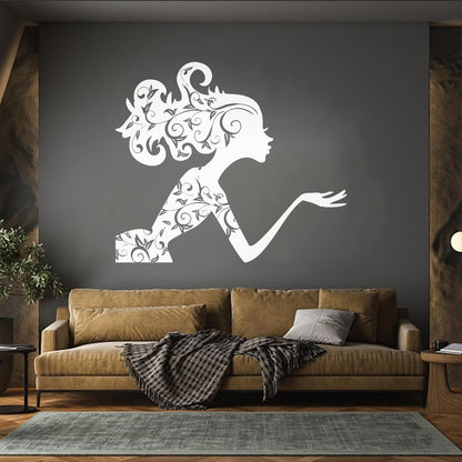 Fine Carving Decals Beauty Salon Spa Woman Girl Fairy Patterns Wall Beautification