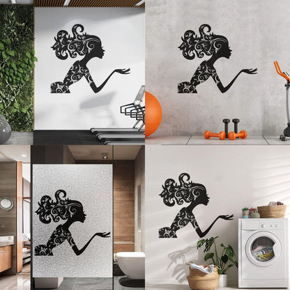 Fine Carving Decals Beauty Salon Spa Woman Girl Fairy Patterns Wall Beautification