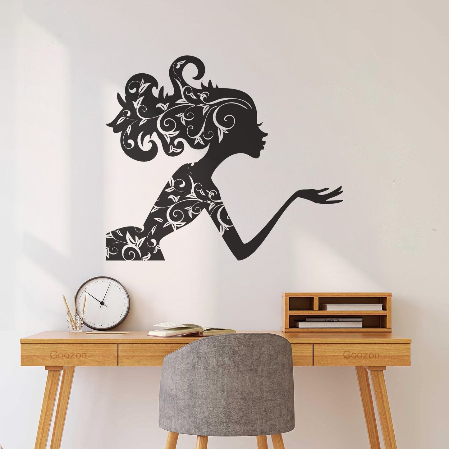 Fine Carving Decals Beauty Salon Spa Woman Girl Fairy Patterns Wall Beautification