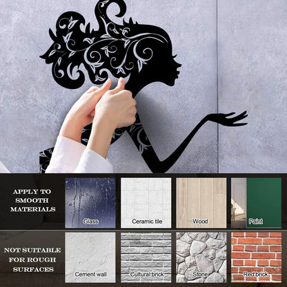 Fine Carving Decals Beauty Salon Spa Woman Girl Fairy Patterns Wall Beautification
