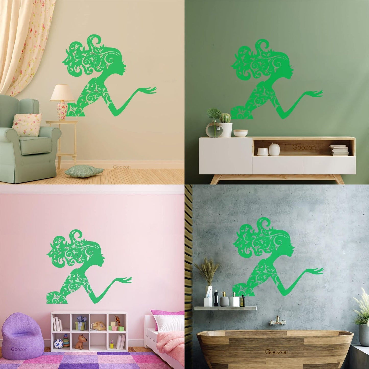 Fine Carving Decals Beauty Salon Spa Woman Girl Fairy Patterns Wall Beautification