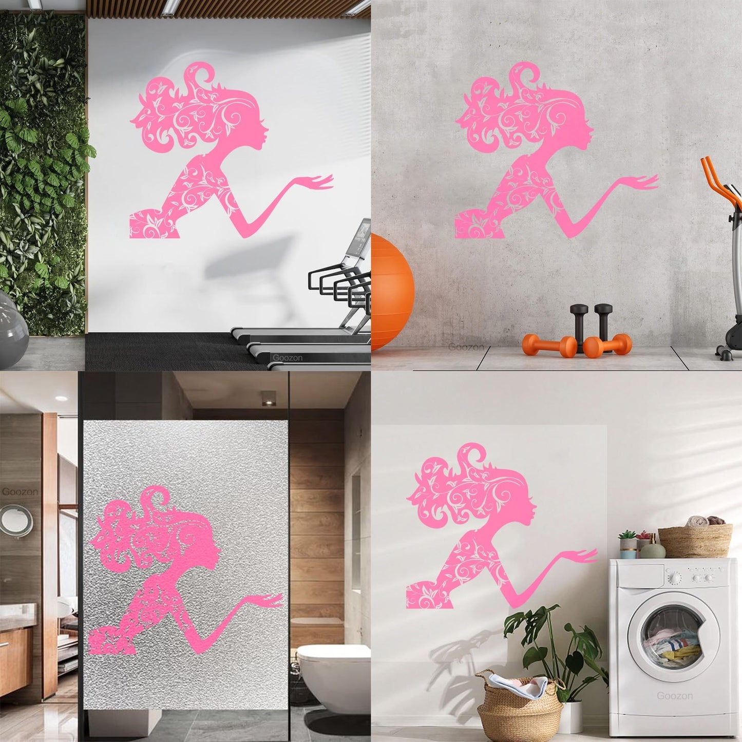 Fine Carving Decals Beauty Salon Spa Woman Girl Fairy Patterns Wall Beautification