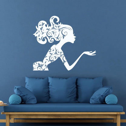 Fine Carving Decals Beauty Salon Spa Woman Girl Fairy Patterns Wall Beautification