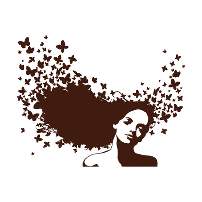 Wall Decals Pvc Beauty Salon Woman Hair Butterfly Girl Store Decoration