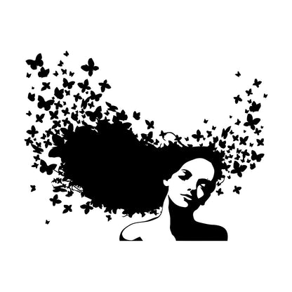 Wall Decals Pvc Beauty Salon Woman Hair Butterfly Girl Store Decoration