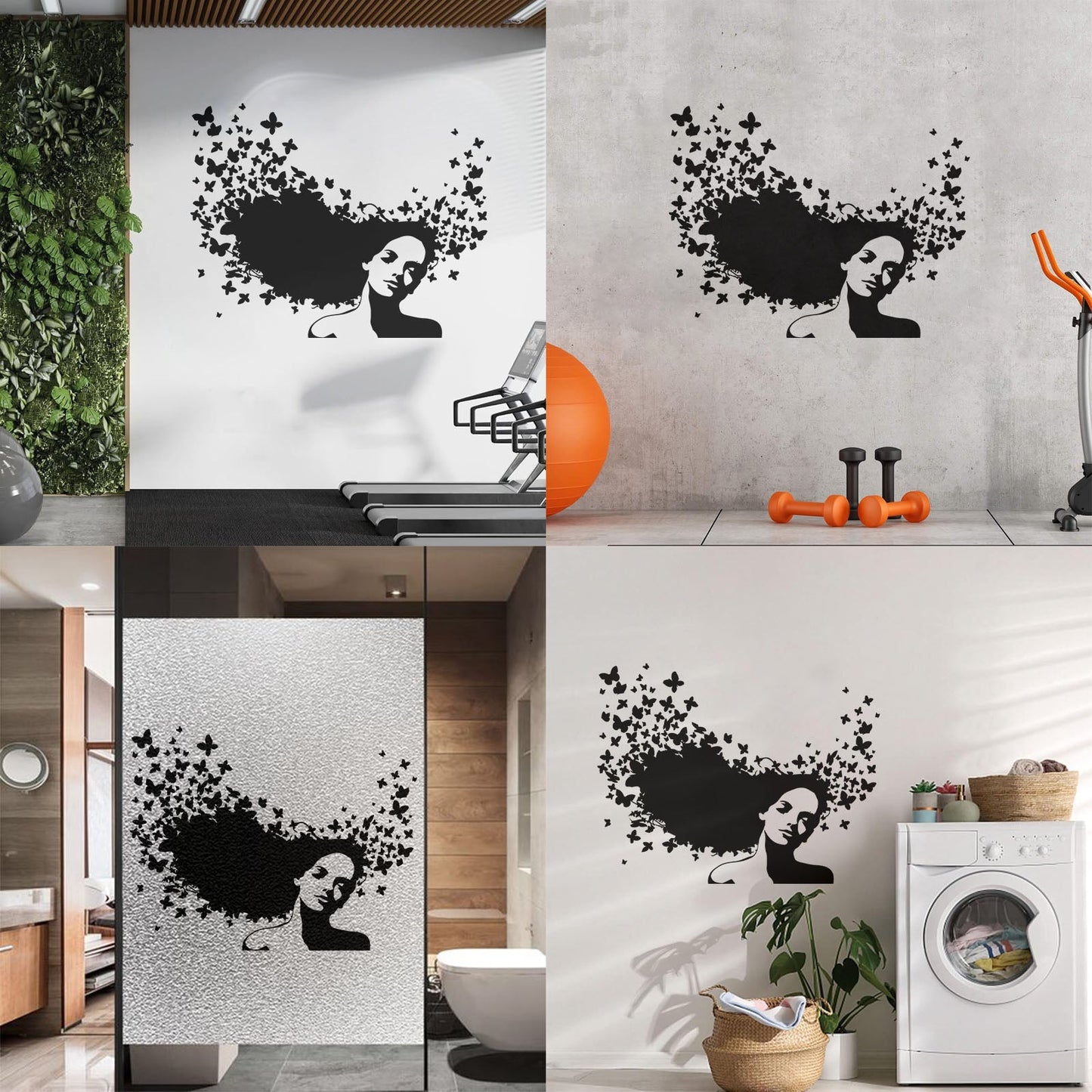Wall Decals Pvc Beauty Salon Woman Hair Butterfly Girl Store Decoration