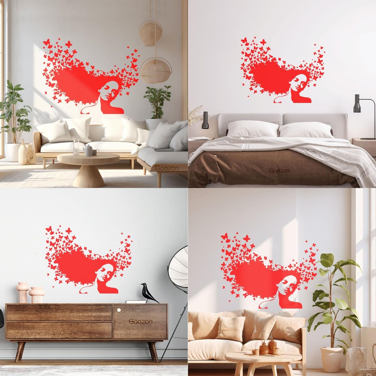 Wall Decals Pvc Beauty Salon Woman Hair Butterfly Girl Store Decoration