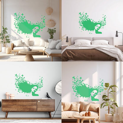 Wall Decals Pvc Beauty Salon Woman Hair Butterfly Girl Store Decoration