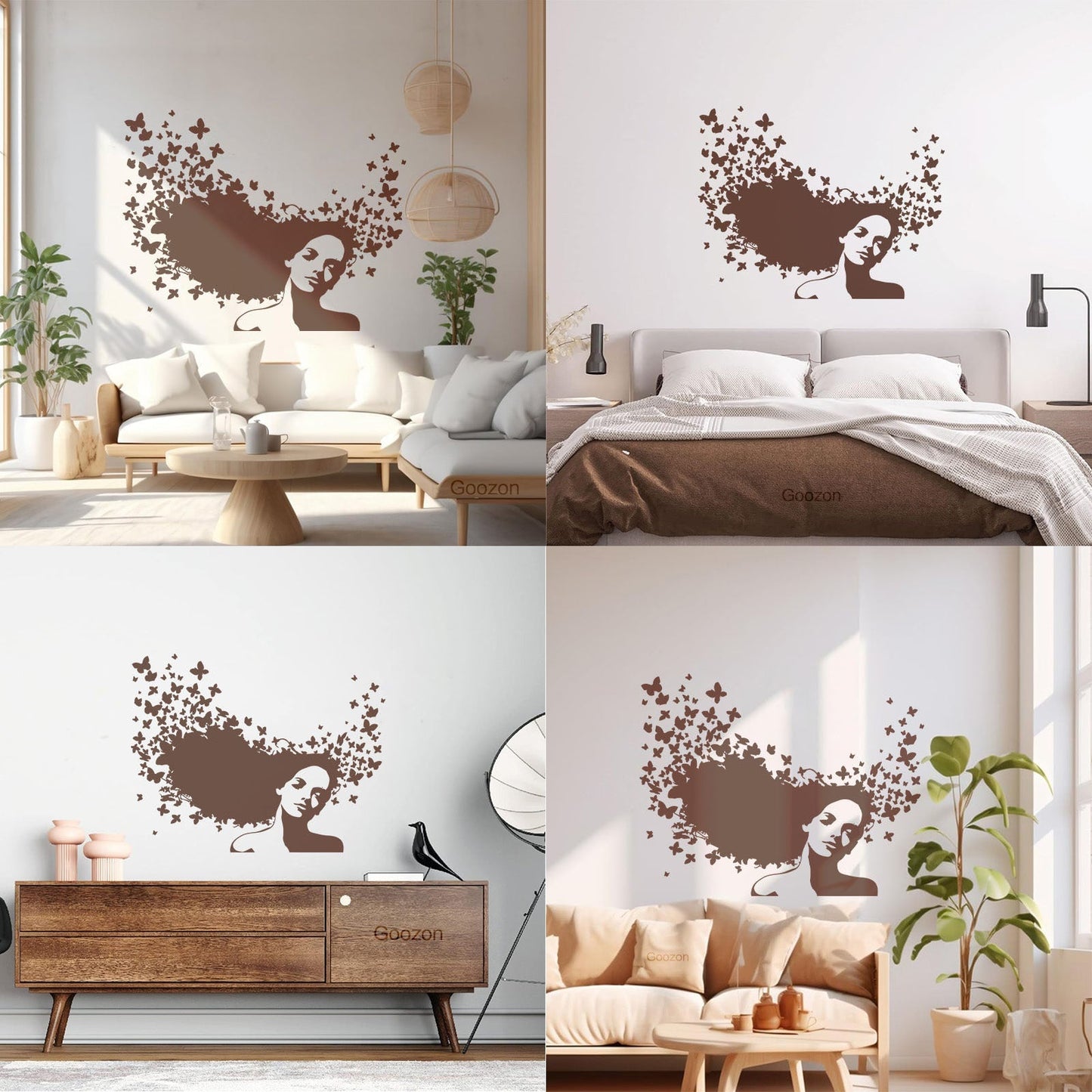 Wall Decals Pvc Beauty Salon Woman Hair Butterfly Girl Store Decoration