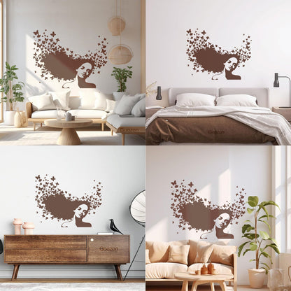 Wall Decals Pvc Beauty Salon Woman Hair Butterfly Girl Store Decoration