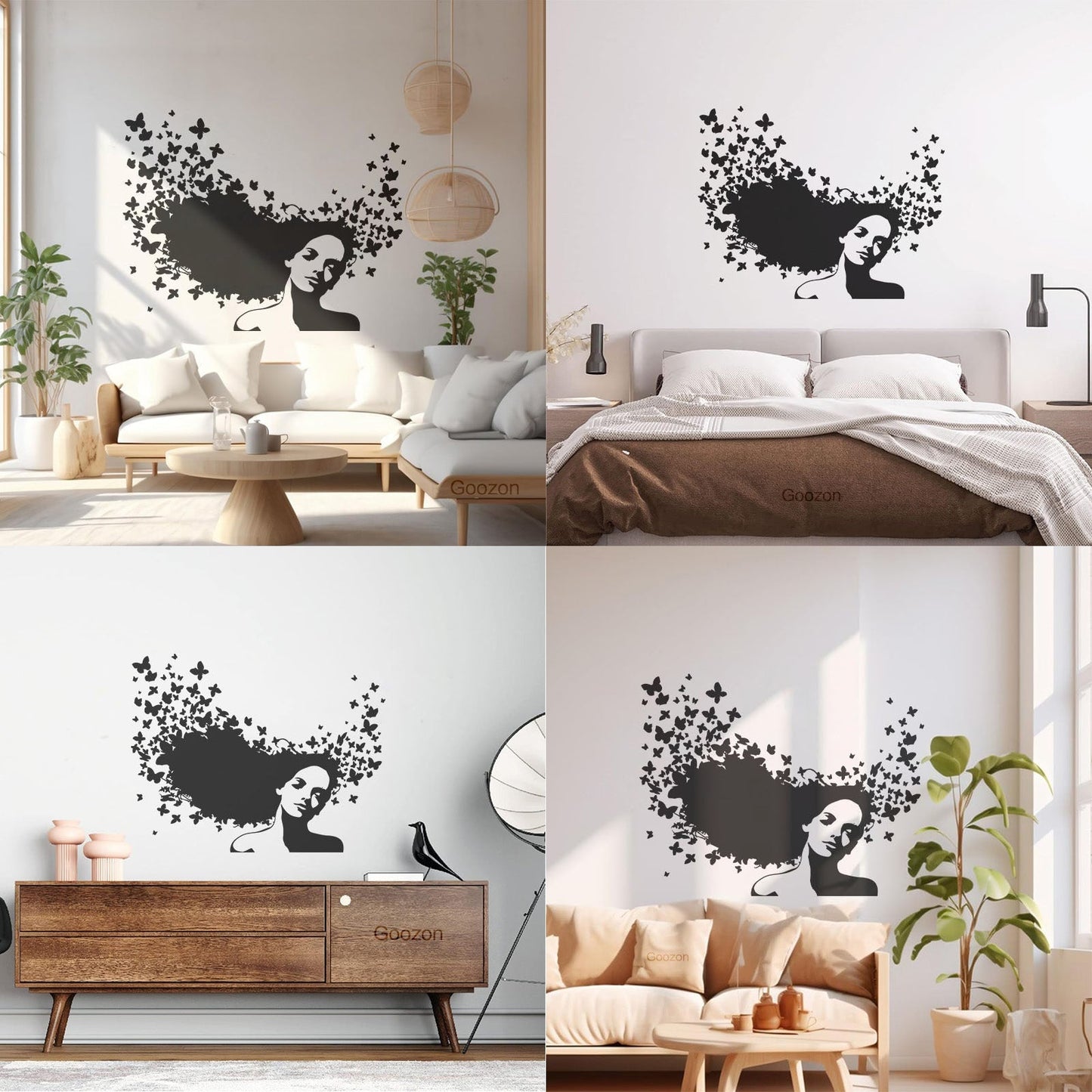 Wall Decals Pvc Beauty Salon Woman Hair Butterfly Girl Store Decoration