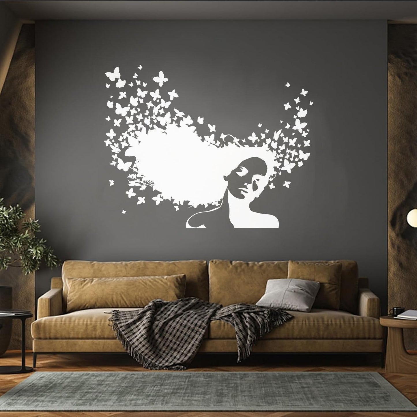 Wall Decals Pvc Beauty Salon Woman Hair Butterfly Girl Store Decoration